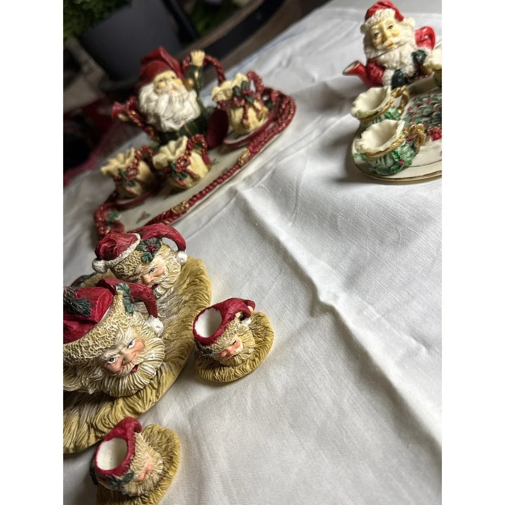 Wongs International Trading Inc Miniature Santa Claus Tea Set Holiday Decor 3pc